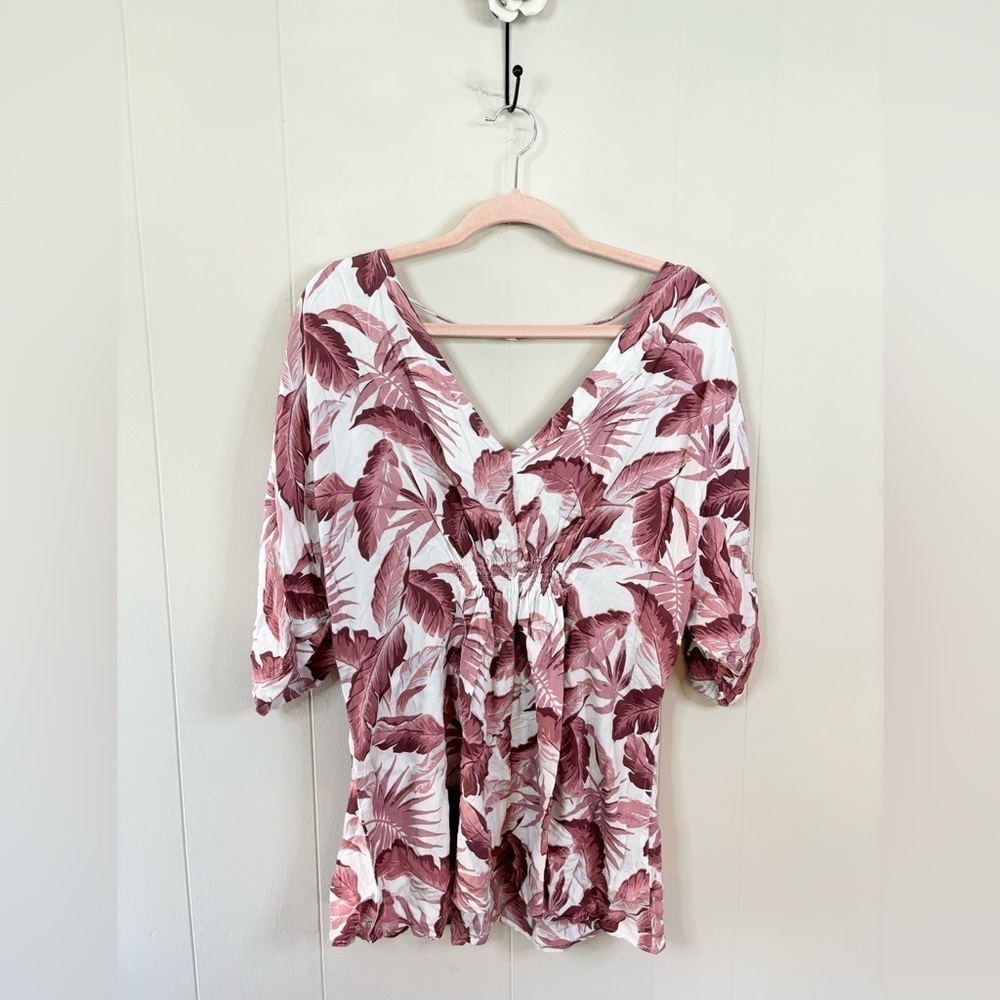 Onia floral beach pink white cover up size L